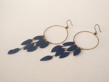 Brass and leather leaf earrings