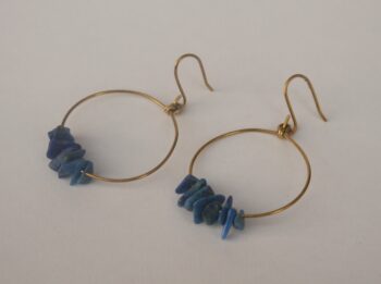 Brass and lapis lazuli earrings