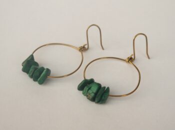 Brass and malachite bead earrings