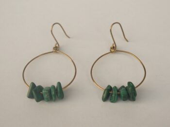 Brass and malachite bead earrings - Image 2