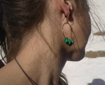 Brass and malachite bead earrings - Image 3