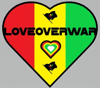 Love over war rasta heart sticker design (5 stickers)