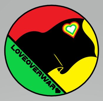 Love over war flag and rasta heart sticker design (5 stickers)