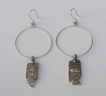 Silver circle and filigree earrings