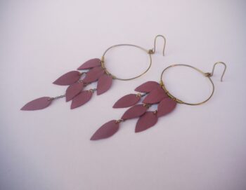 Brass and leather leaf earrings