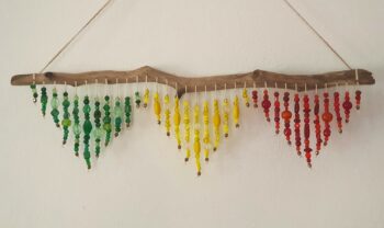 Rasta bead and driftwood wall hanging