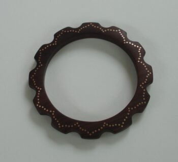 Rosewood and twelve sided rose gold lotus flower inlaid bangle - Image 2