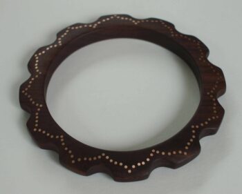 Rosewood and twelve sided rose gold lotus flower inlaid bangle