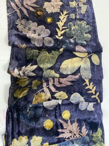 midnight garden silk velvet scarf with botanical leaf prints