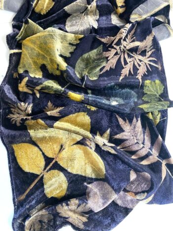 Midnight Garden Silk Velvet Scarf Shawl - Image 4