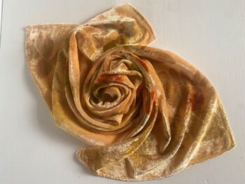 Autumn Gold Silk Velvet Scarf Shawl - Image 5