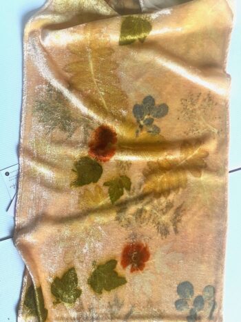 Autumn Gold Silk Velvet Scarf Shawl - Image 3