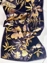 moonlight garden silk velvet scarf with botanical leaf prints