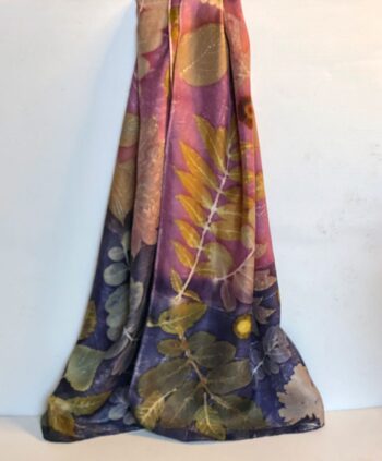 amethyst silk twill scarf botanical prints leaves