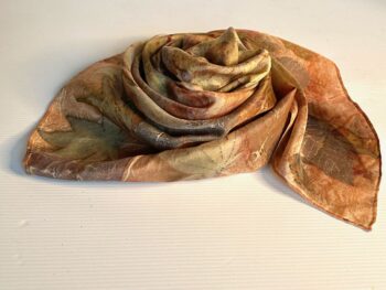 Autumn Woodland Silk Twill Scarf Botanically Printed with Leaves and Flowers - Image 5