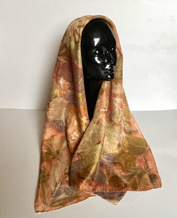 Autumn Woodland Silk Twill Scarf Botanically Printed with Leaves and Flowers - Image 4