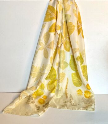 fresh walnut silk twill scarf botanical prints leaves flowers