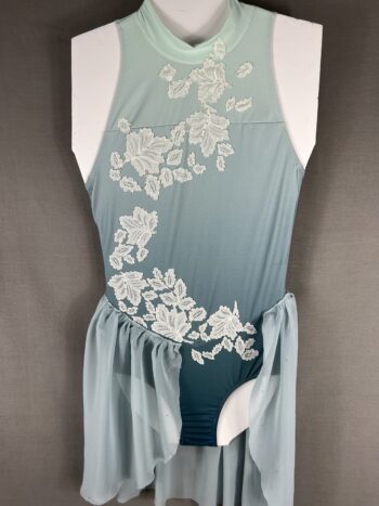 Ombré grey - mint green lyrical leotard / dress - small adult