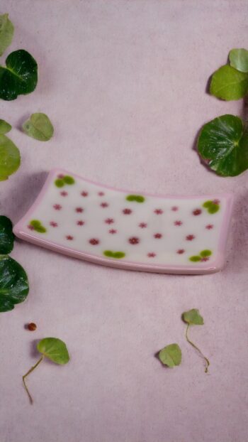 Fused glass cherry blossom dish