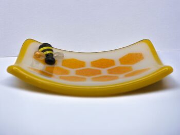 Honey bee fused glass trinket dish - with bee included - Image 3