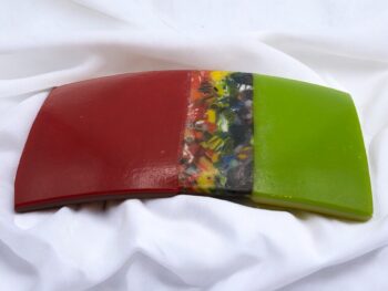 Fused glass trinket dish - inset rainbow pattern bar - Image 2