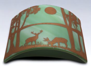 Fused glass curve - with woodland scene with deer grazing - Image 2