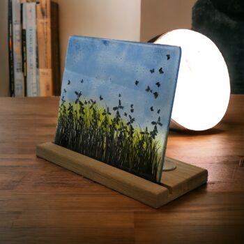 Fused glass meadow scene - three tea-light holder - Image 2