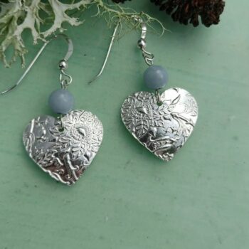 Silver Heart and Angelite Earrings