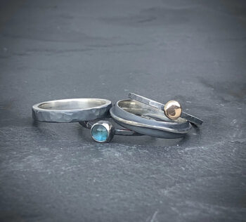 Oxidised Stack Ring, blue topaz stack ring, hammered stack ring, Olde London stack ring, - Image 3