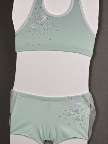 Mint green to grey ombré 2 piece lyrical dance costume - Image 2