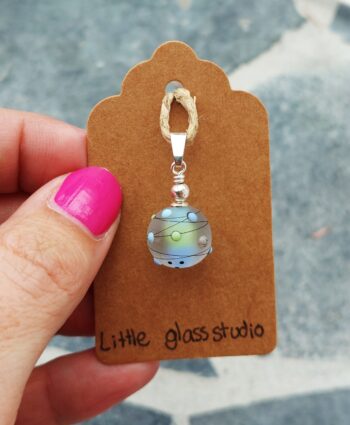 handmade lampwork glass pendant charm lampwork etched bead pendant blue green seaglass glass bead charm glass jewelry