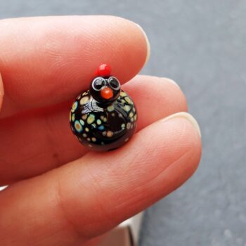 Chicken bead polka dot hen poultry jewelry findings glass beads animal bead feathers