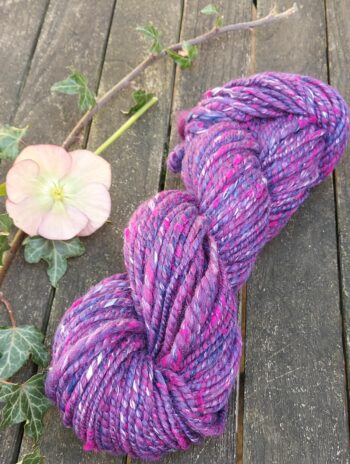 Handspun, plied bulky weight merino and silk yarn - pink and purple. - Image 2