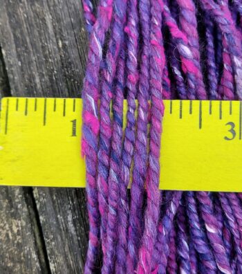 Handspun, plied bulky weight merino and silk yarn - pink and purple. - Image 5