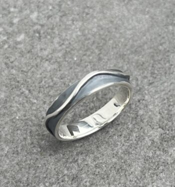 Silver Wave Oxidised Ring