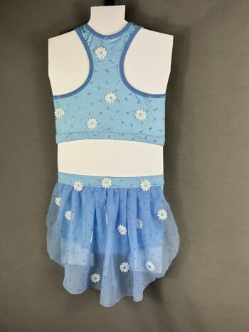 Pale blue daisy 2 piece lyrical dance costume - Image 3