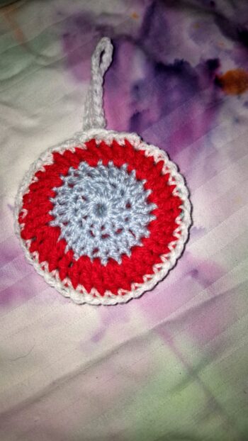 Earbud Crochet pouch / pocket round colouful and fun. - Image 2