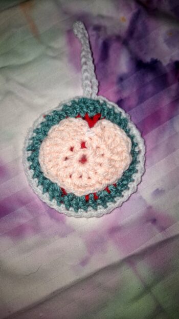 Earbud Crochet pouch / pocket round colouful and fun.