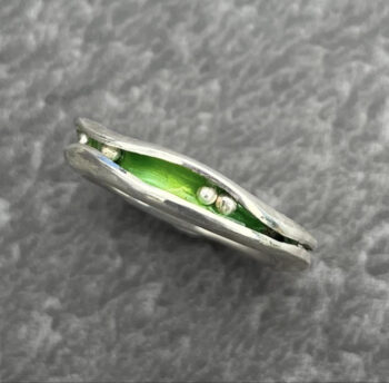 Green Enamel Pod Ring