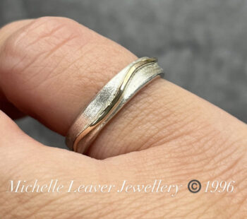 Gold Wave Silver Ring