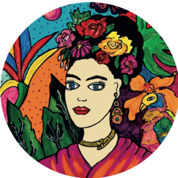 Frida With Parrot Pocket Mirror