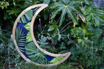 Crescent Moon Wall Décor - Wooden Moon with leaves - Image 2