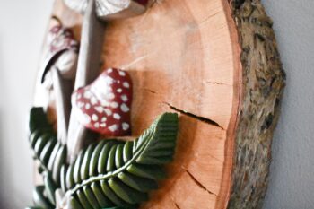 Mushrooms on a log slice - Image 3