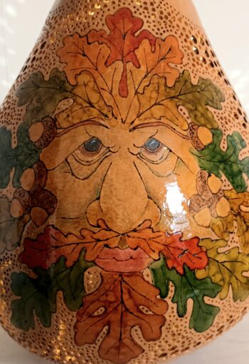 Green Man - Oak King Gourd Lamp