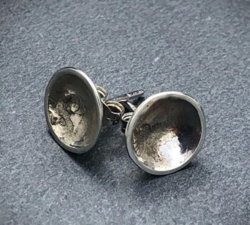 Silver Round Studs, gold smudge studs, silver and gold studs, silver cup studs. - Image 3