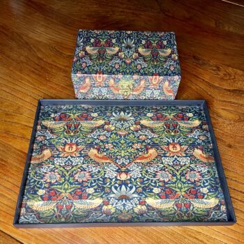 William Morris 'Strawberry Thief ' Découpage Jewellery Box and Tray