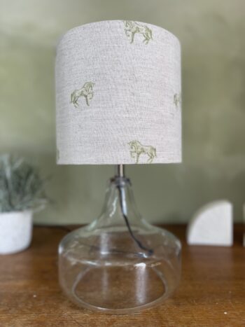 Green Horses on Natural Linen