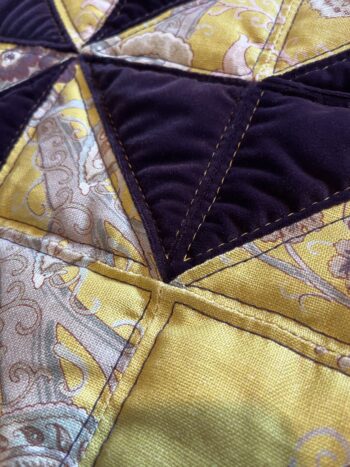 Purple & Yellow Quilted Cushion. Zero waste Product. - Image 3