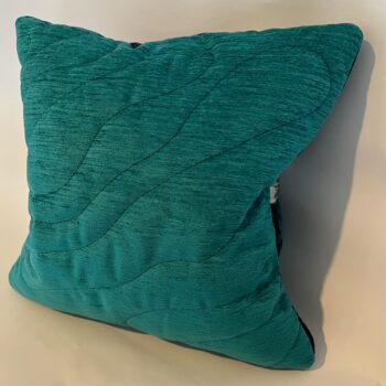 Dark Teal, White & Bright Blue Quilted Cushion - Image 4