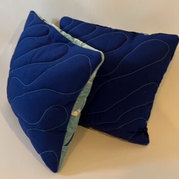 Pair of Navy/Dark Blue, Light Blue & White Quilted Zero Waste Cushions - Image 5